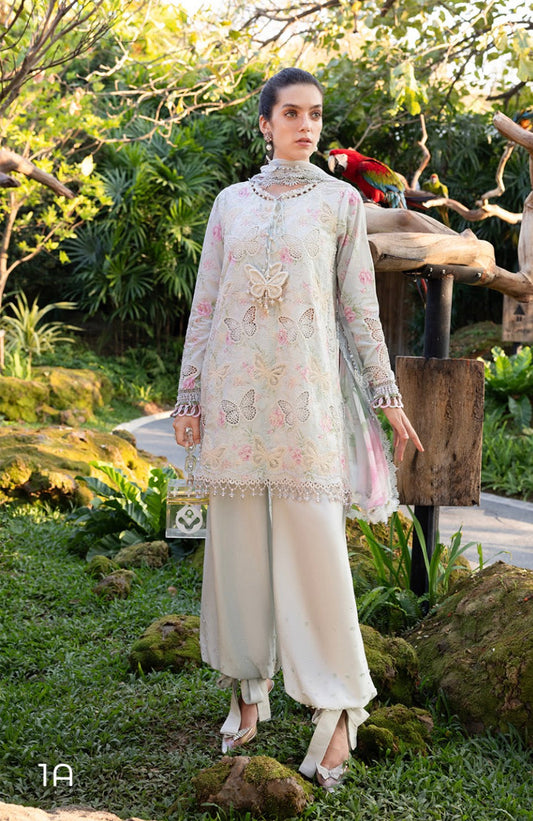 3pcs Maria B butterfly Grey lawn