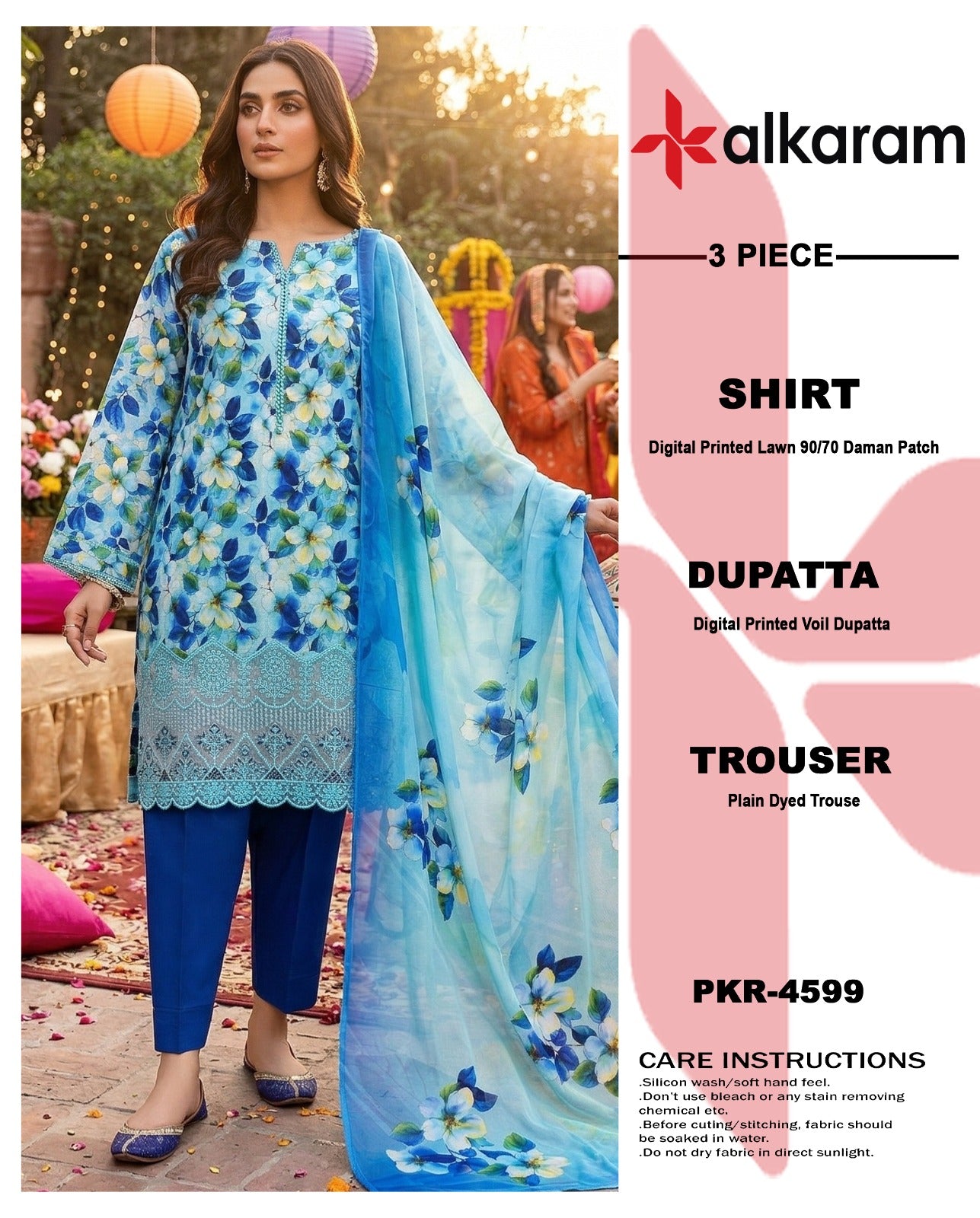 Degital Printed Lawn With Daman Patch