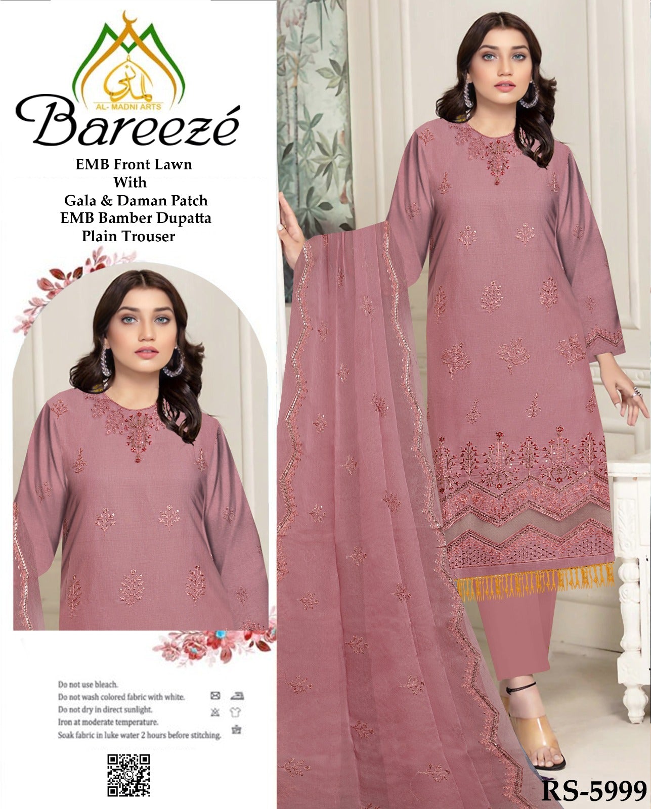 3 Pcs Heavy Embroidered Lawn