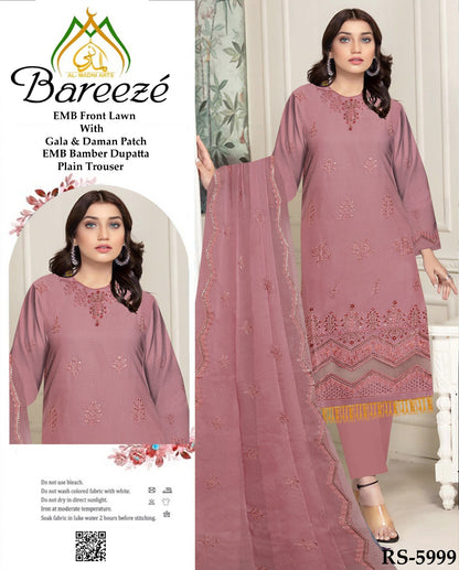 3 Pcs Heavy Embroidered Lawn