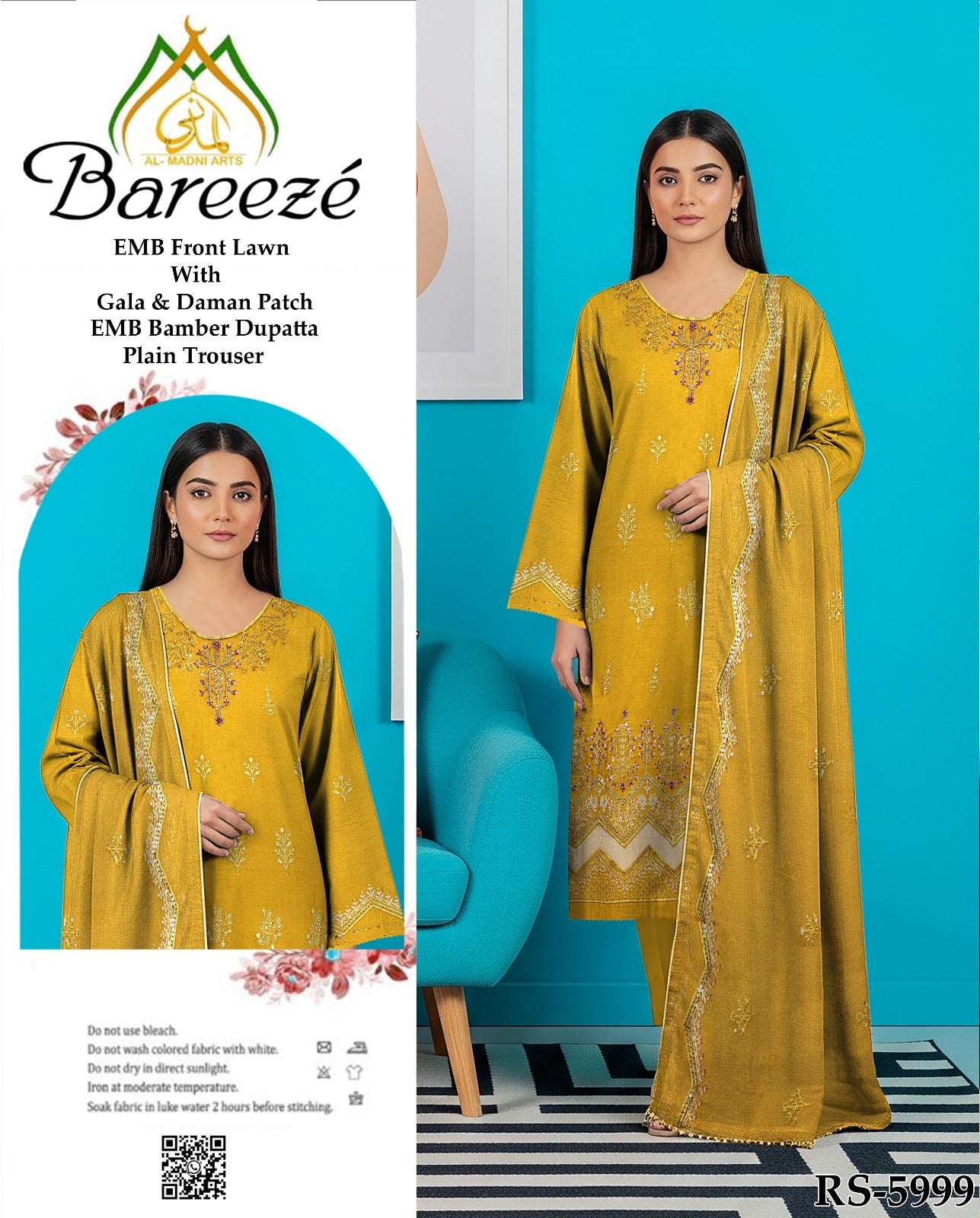 3 Pcs Heavy Embroidered Lawn
