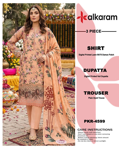 Degital Printed Lawn With Daman Patch