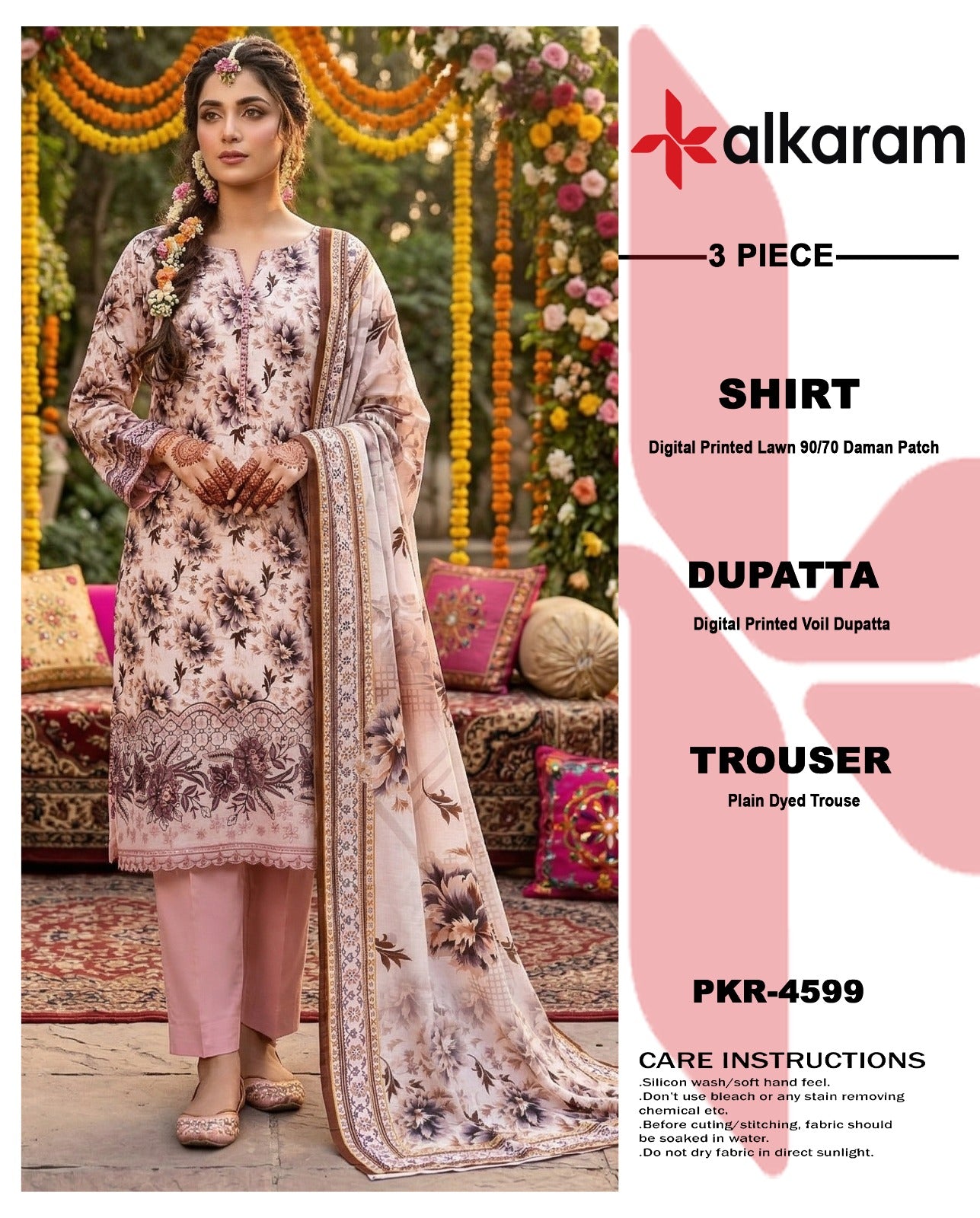 Degital Printed Lawn With Daman Patch