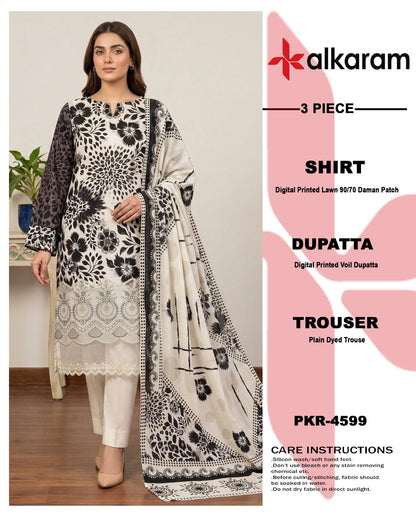 Degital Printed Lawn With Daman Patch