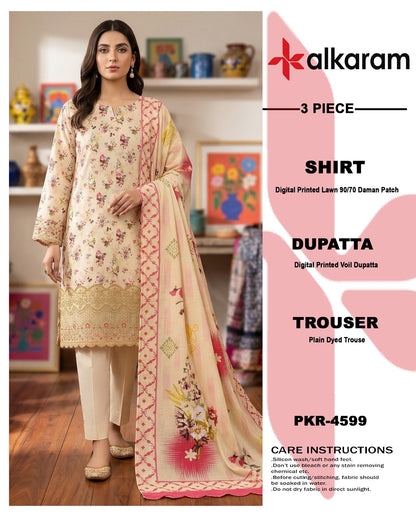 Degital Printed Lawn With Daman Patch