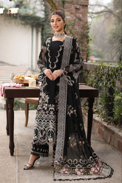 3pcs Kahf Blue lawn with indian chiffon dupata
